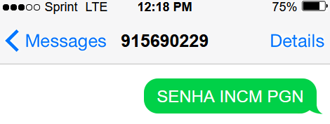 Senha via SMS atendimento contrastarias - passo 1