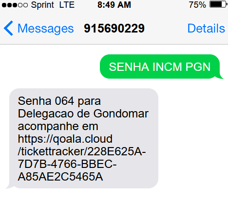 Senha via SMS atendimento contrastarias - passo 2
